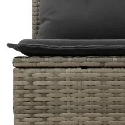 vidaXL 3-delige Loungeset met kussens en hout armsteun - Grijs - Poly rattan
