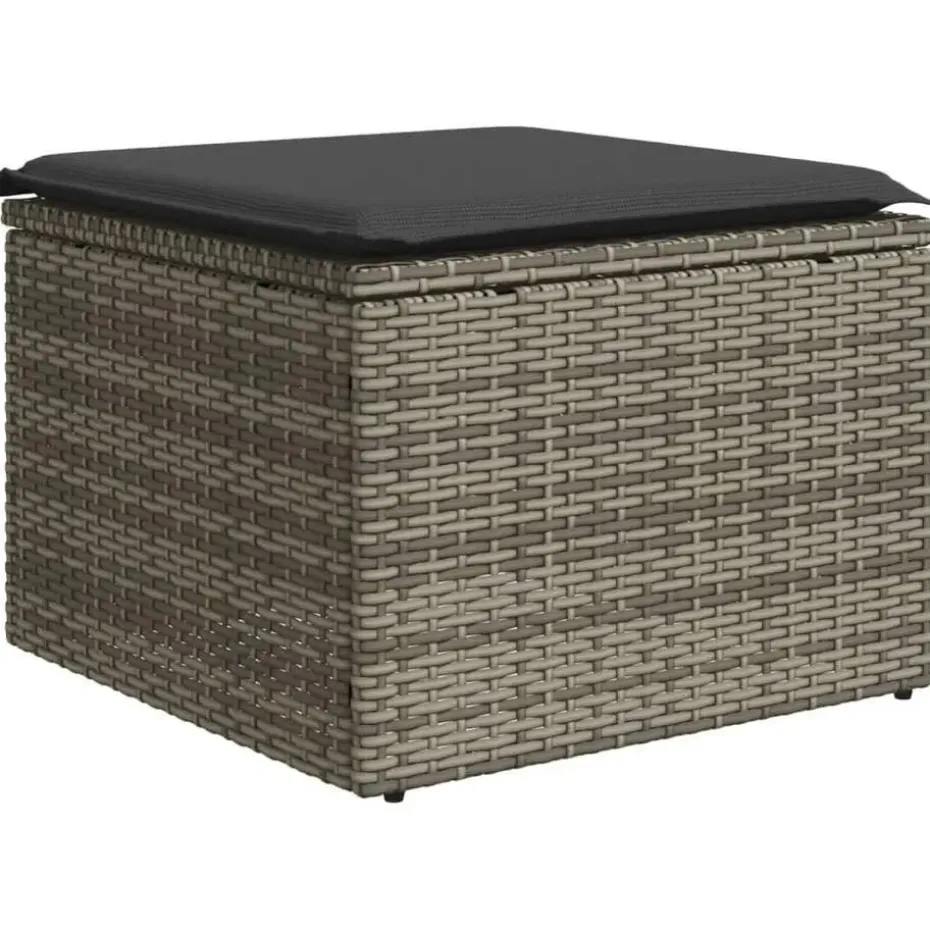 vidaXL 6-delige Loungeset met kussens en hout armsteun - Grijs