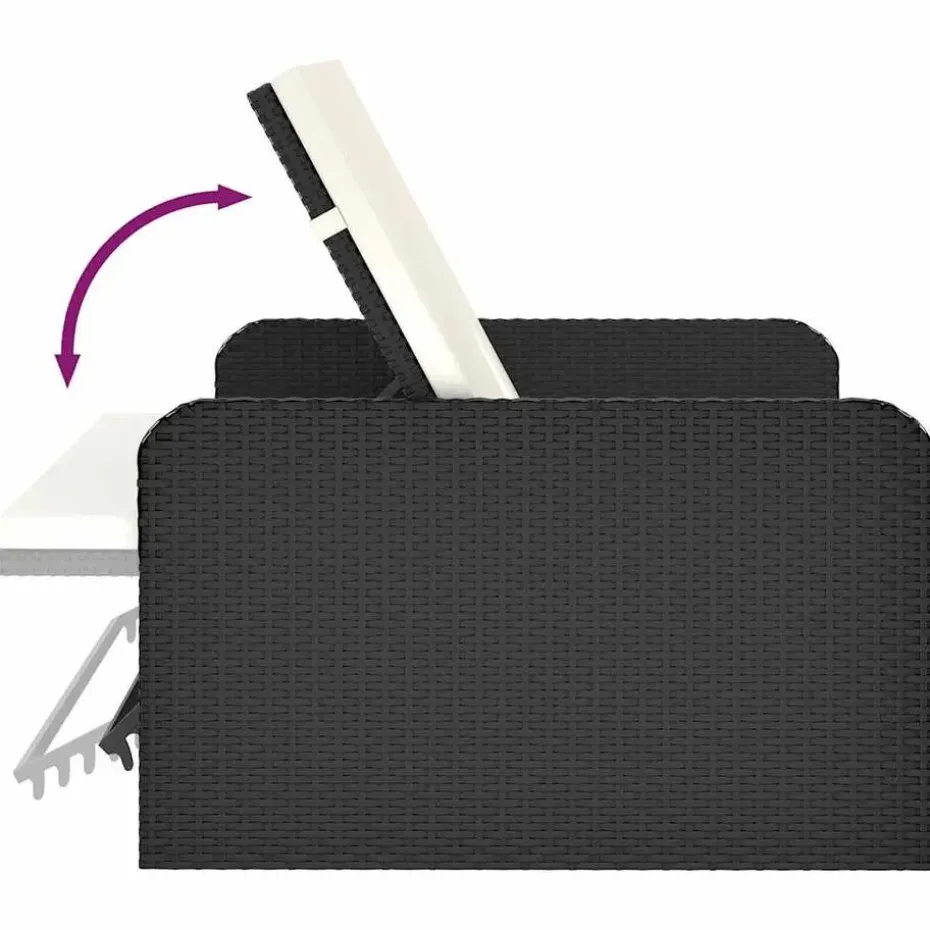 VIDAXL 2-delige Loungeset met kussens poly rattan zwart