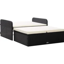 VIDAXL 2-delige Loungeset met kussens poly rattan zwart