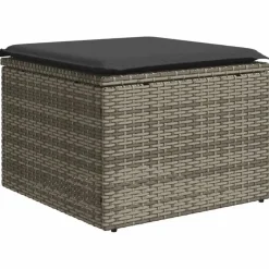 vidaXL 4-delige Loungeset met kussens en kruk - hout armsteun - Grijs