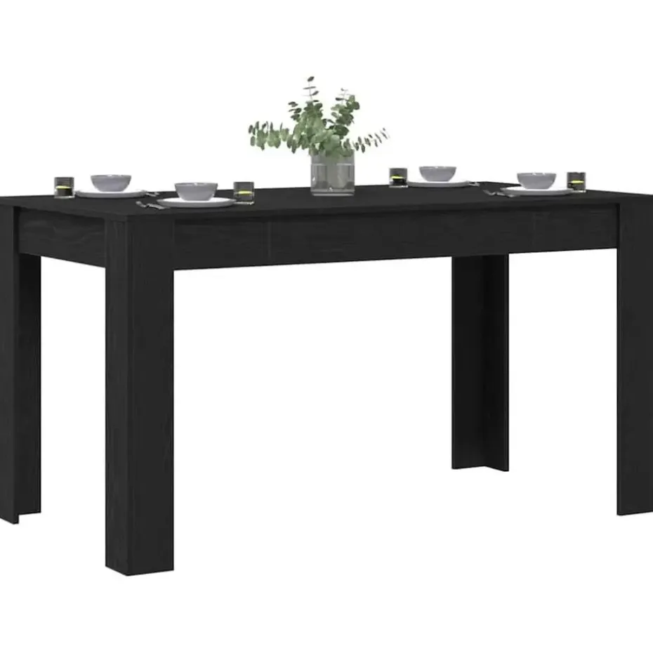 vidaXL Eettafel - Rechthoekige tafel - Zwart eiken - Hout - 140x74.5x76 cm