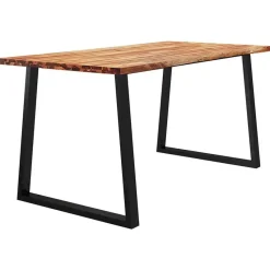 vidaXL Eettafel - Rechthoekige tafel - Massief acaciahout en staal - 160x80 cm
