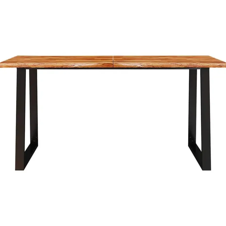 vidaXL Eettafel - Rechthoekige tafel - Massief acaciahout en staal - 160x80 cm