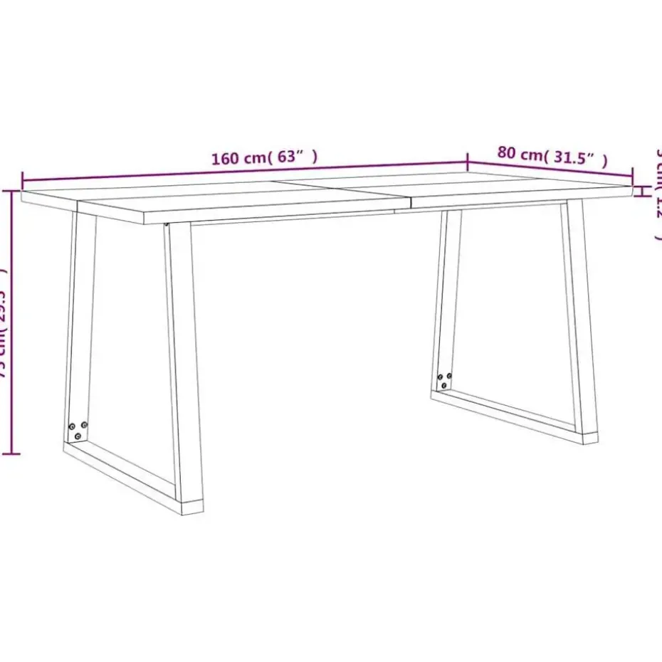 vidaXL Eettafel - Rechthoekige tafel - Massief acaciahout en staal - 160x80 cm