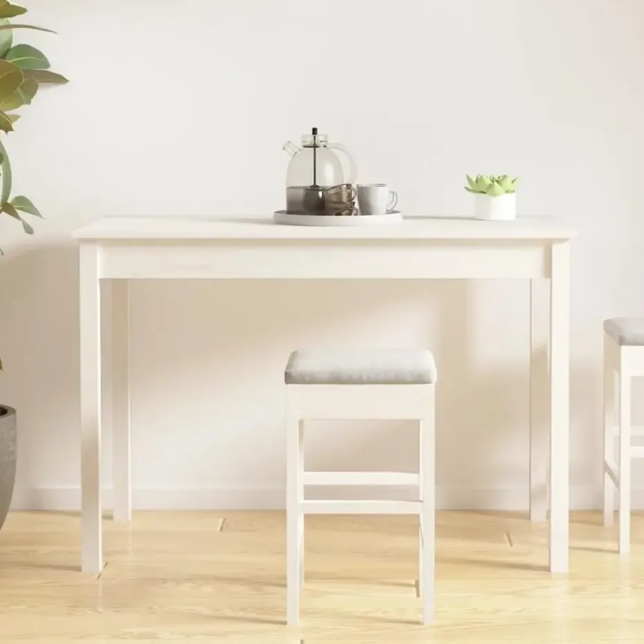 vidaXL Eettafel - Rechthoekige tafel - Wit - Massief grenenhout - 110x55 cm