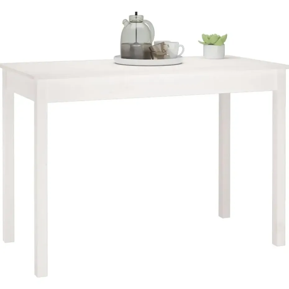 vidaXL Eettafel - Rechthoekige tafel - Wit - Massief grenenhout - 110x55 cm