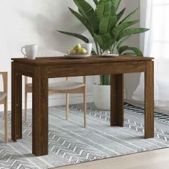 vidaXL Eettafel - Rechthoekige tafel - Bruin eiken - Bewerkt hout - 120x60 cm