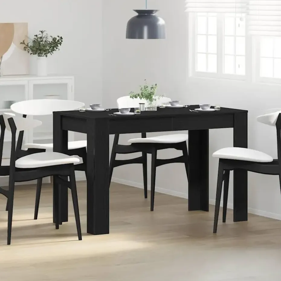 vidaXL Eettafel - Rechthoekige tafel - Zwart eiken - Bewerkt hout - 120x60x76 cm