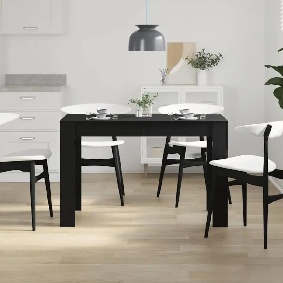 vidaXL Eettafel - Rechthoekige tafel - Zwart eiken - Bewerkt hout - 120x60x76 cm
