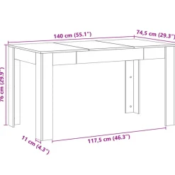 vidaXL Eettafel - Rechthoekige tafel - Oud hout - Bewerkt hout - 140x74.5x76 cm