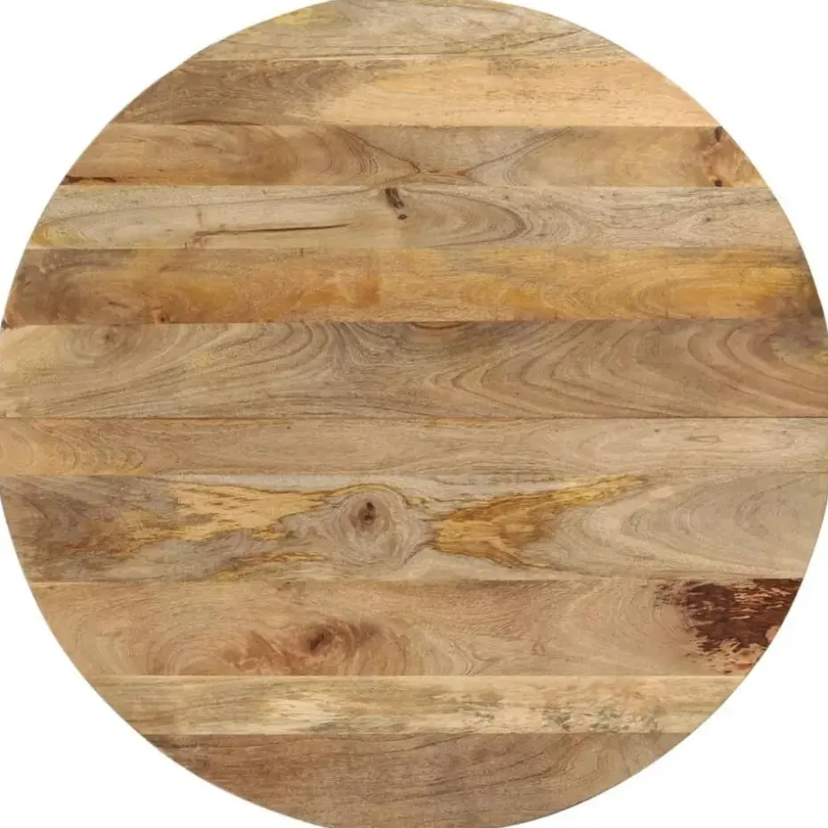 vidaXL Eettafel - Ronde tafel - Bruin&zwart - Massief mangohout&ijzer - Ø110 cm