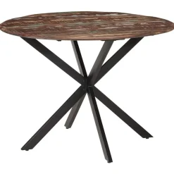 vidaXL Eettafel - Ronde tafel - Massief gerecycled hout en staal - Ø110 cm