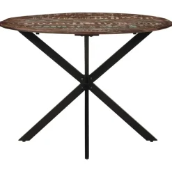 vidaXL Eettafel - Ronde tafel - Massief gerecycled hout en staal - Ø110 cm