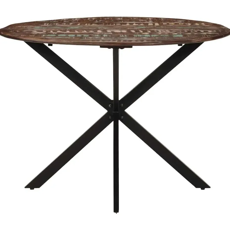 vidaXL Eettafel - Ronde tafel - Massief gerecycled hout en staal - Ø110 cm