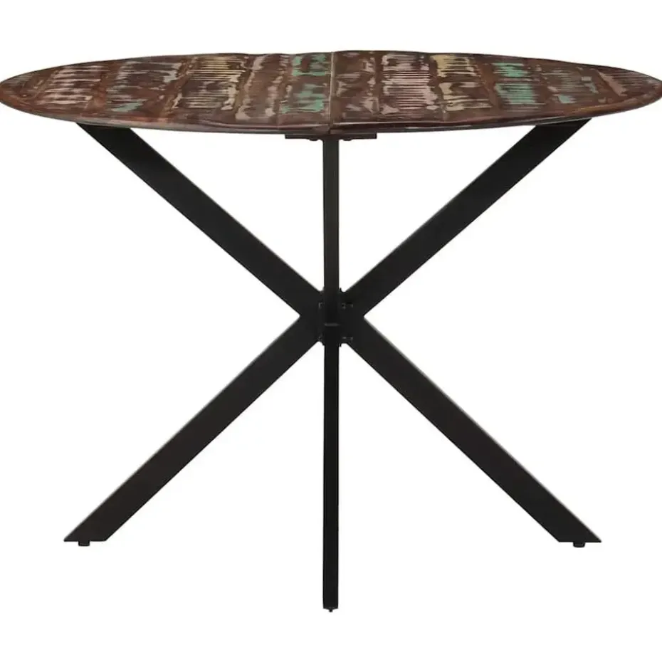 vidaXL Eettafel - Ronde tafel - Massief gerecycled hout en staal - Ø110 cm