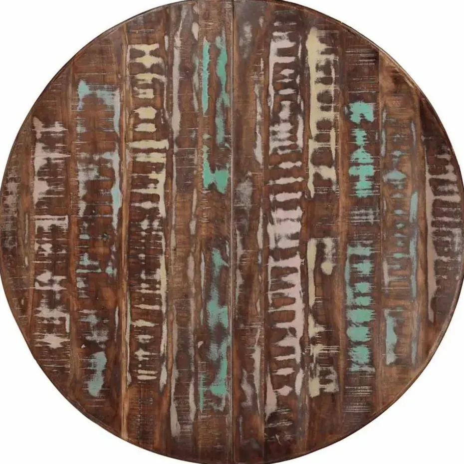 vidaXL Eettafel - Ronde tafel - Massief gerecycled hout en staal - Ø110 cm