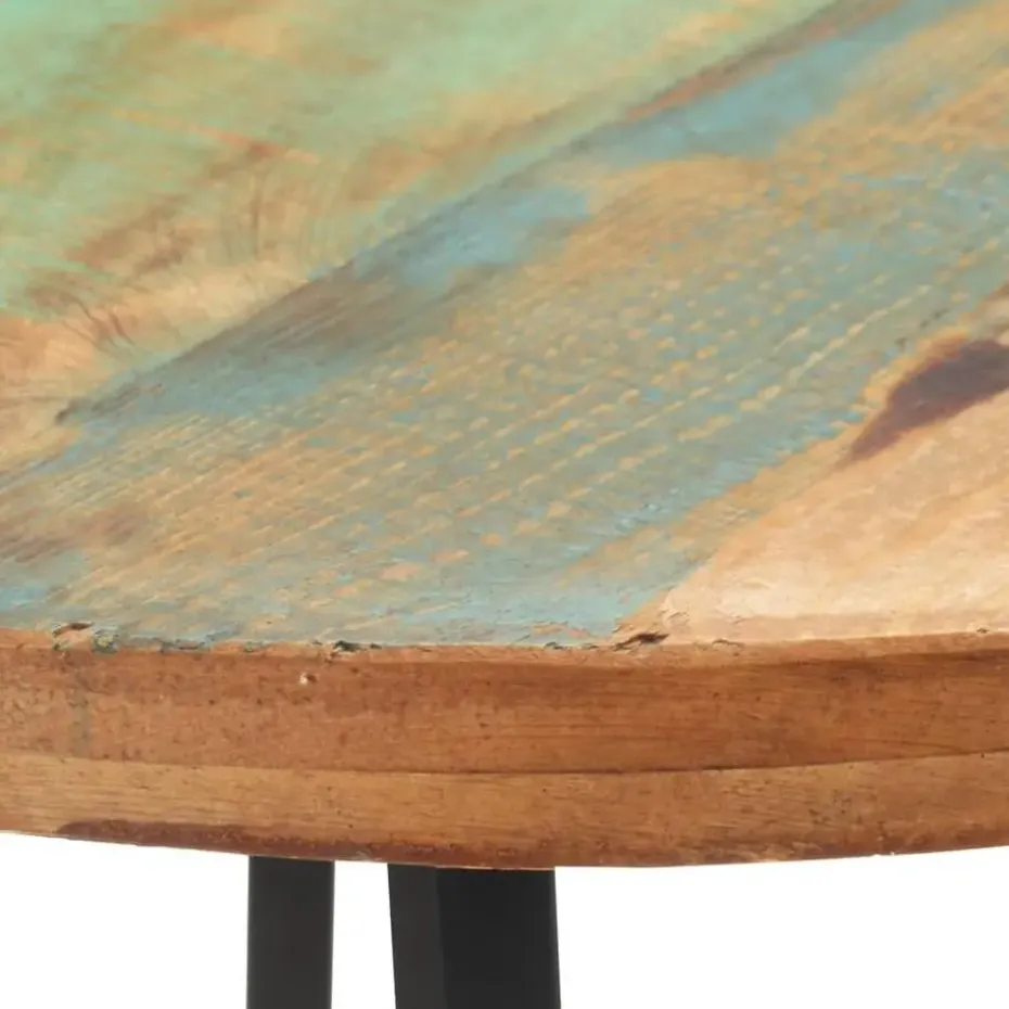 vidaXL Eettafel - Ronde tafel - Massief gerecycled hout en ijzer - Ø80 cm