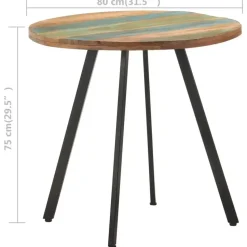 vidaXL Eettafel - Ronde tafel - Massief gerecycled hout en ijzer - Ø80 cm