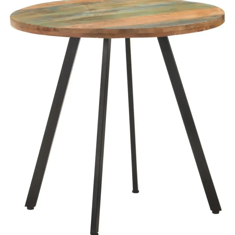 vidaXL Eettafel - Ronde tafel - Massief gerecycled hout en ijzer - Ø80 cm