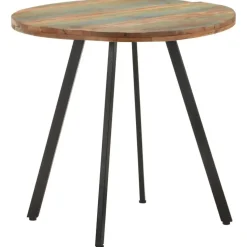 vidaXL Eettafel - Ronde tafel - Massief gerecycled hout en ijzer - Ø80 cm