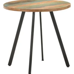 vidaXL Eettafel - Ronde tafel - Massief gerecycled hout en ijzer - Ø80 cm