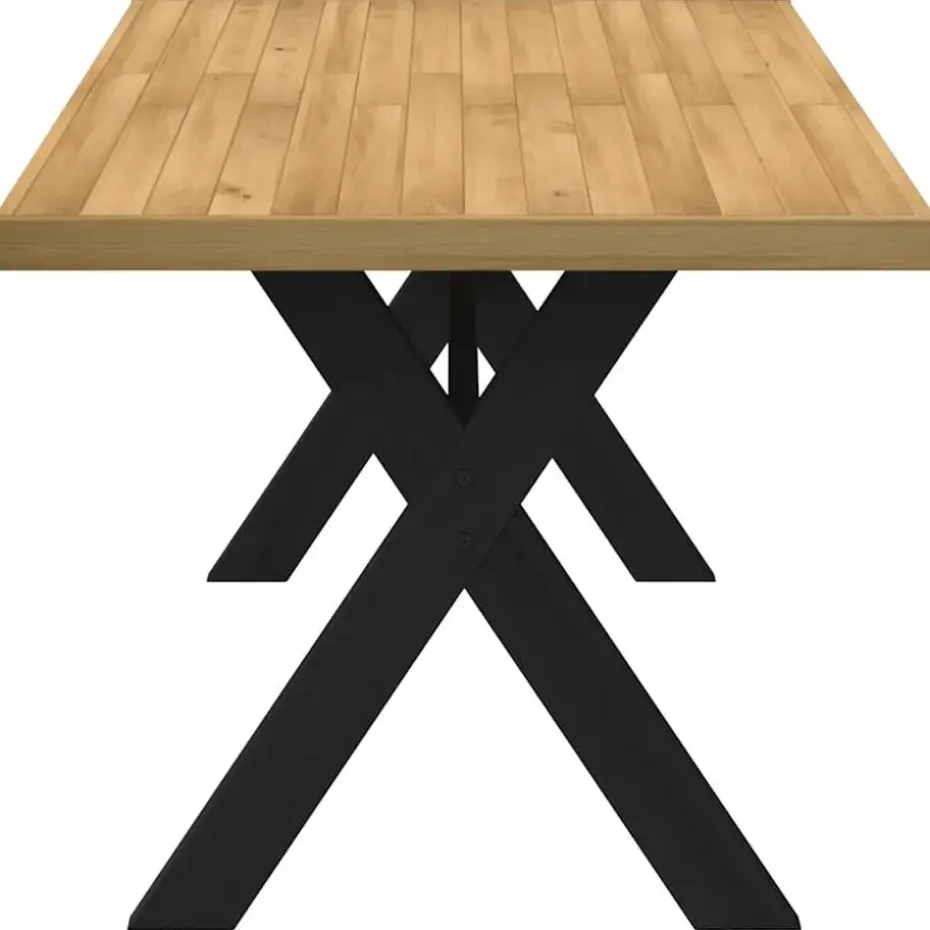 vidaXL Eettafel NOAIN met X-poten - Naturel - Massief grenenhout - 160x90 cm