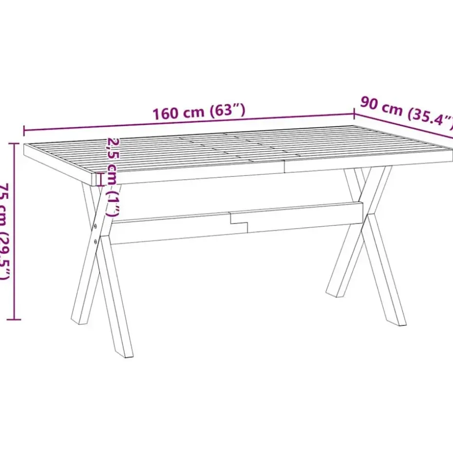 vidaXL Eettafel NOAIN met X-poten - Naturel - Massief grenenhout - 160x90 cm