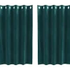 vidaXL Gordijnen met ringen - Donkergroen - 140x140 cm - Fluweel - 2 Stuks
