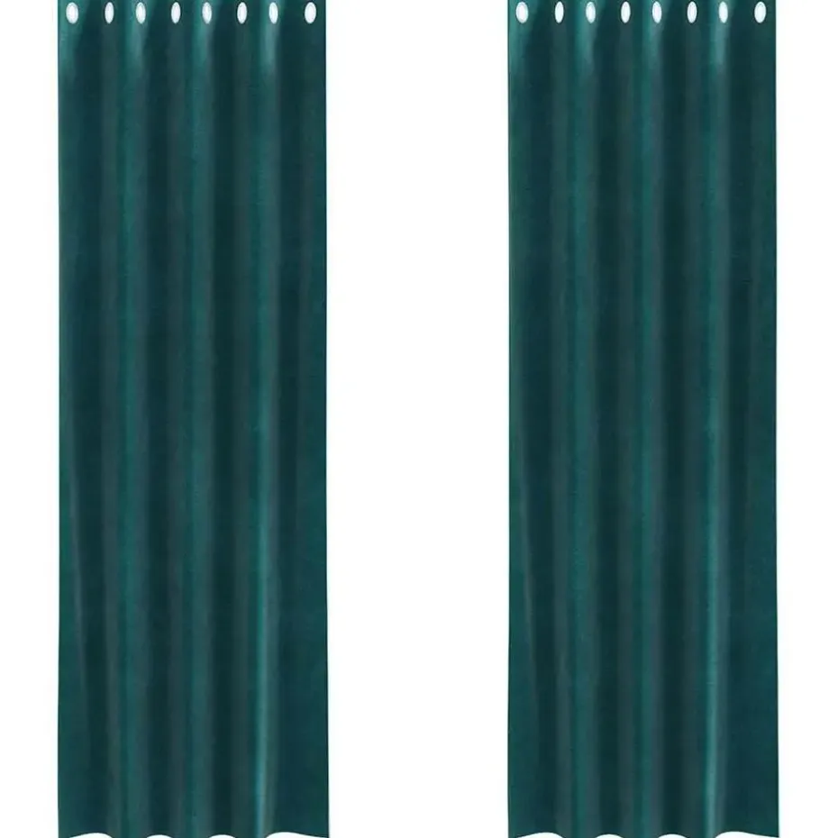 vidaXL Gordijnen met ringen - Donkergroen - 140x245 cm - Fluweel - 2 Stuks