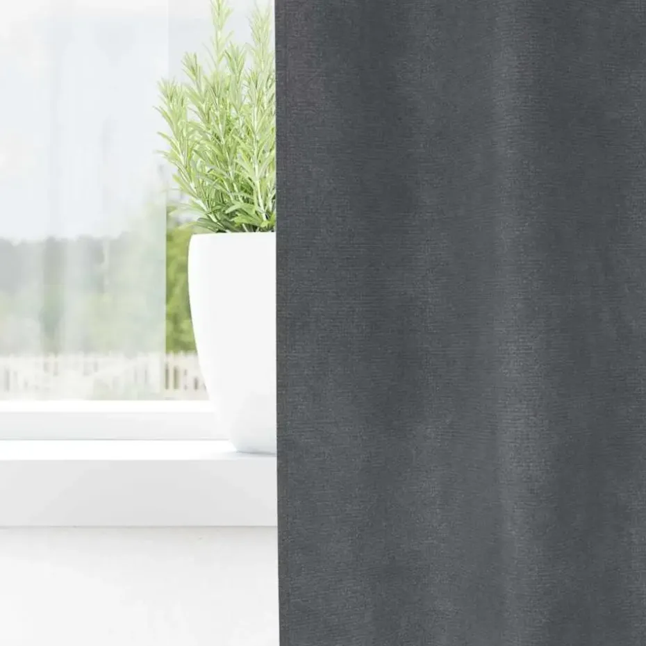 vidaXL Gordijnen met ringen - Lichtgrijs - 140x225 cm - Fluweel - 2 Stuks
