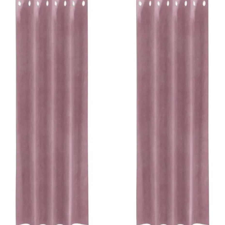 vidaXL Gordijnen met ringen - Donkerroze - 140x260 cm - Fluweel - 2 Stuks