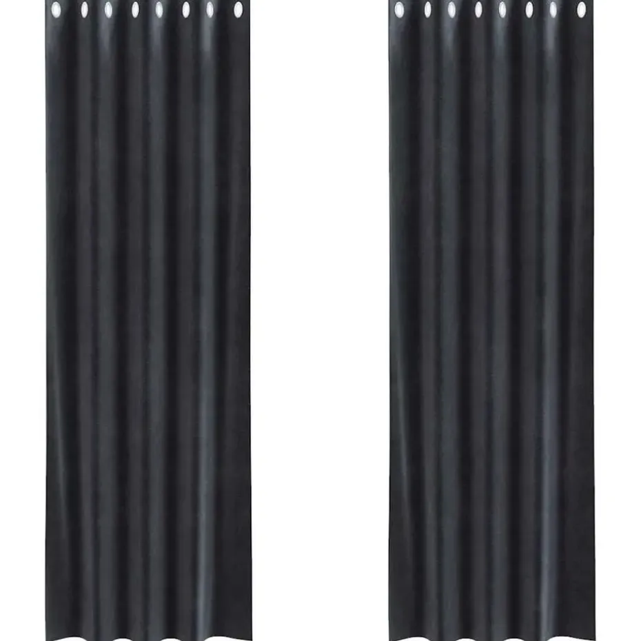 vidaXL Gordijnen met ringen - Donkergrijs - 140x225 cm - Fluweel - 2 Stuks
