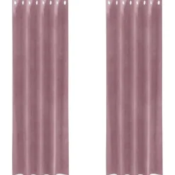 vidaXL Gordijnen met ringen - Donkerroze - 140x245 cm - Fluweel - 2 Stuks