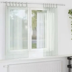 vidaXL Gordijnen van voile met lussen - Lichtgrijs - 140x175 cm - Stof - 2 Stuks