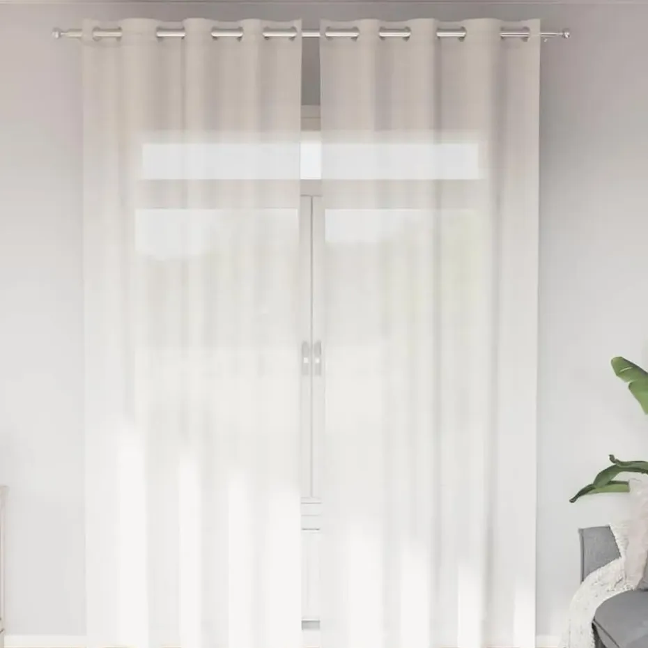 vidaXL Gordijnen van voile met ringen - Wit - 140x260 cm - Stof - 2 Stuks