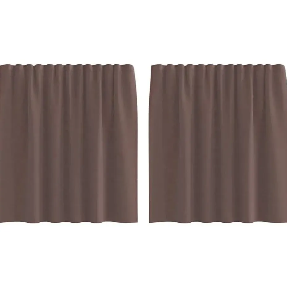 vidaXL Gordijnen van voile met roedezakken - Bruin - 140x140 cm - Stof - 2 Stuks