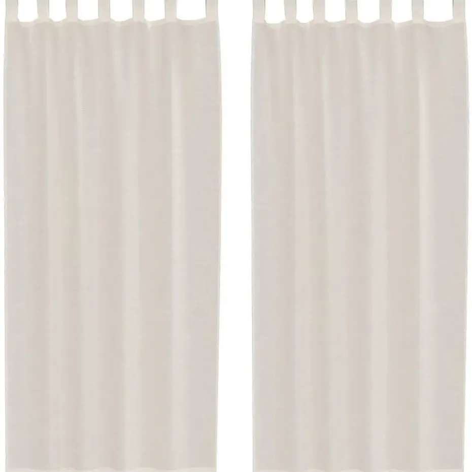 vidaXL Gordijnen van voile met lussen - Crème - 140x225 cm - Stof - 2 Stuks
