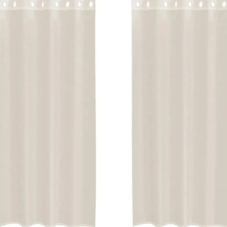 vidaXL Gordijnen van voile met ringen - Crème - 140x225 cm - Stof - 2 Stuks