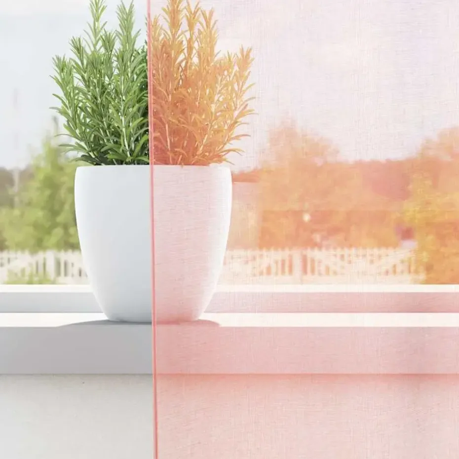 vidaXL Gordijnen van voile met lussen - Roze - 140x140 cm - Stof - 2 Stuks