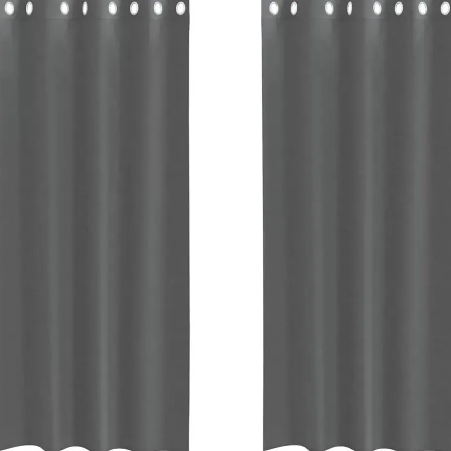 vidaXL Gordijnen van voile met ringen - Donkergrijs - 140x225 cm - Stof - 2 St.