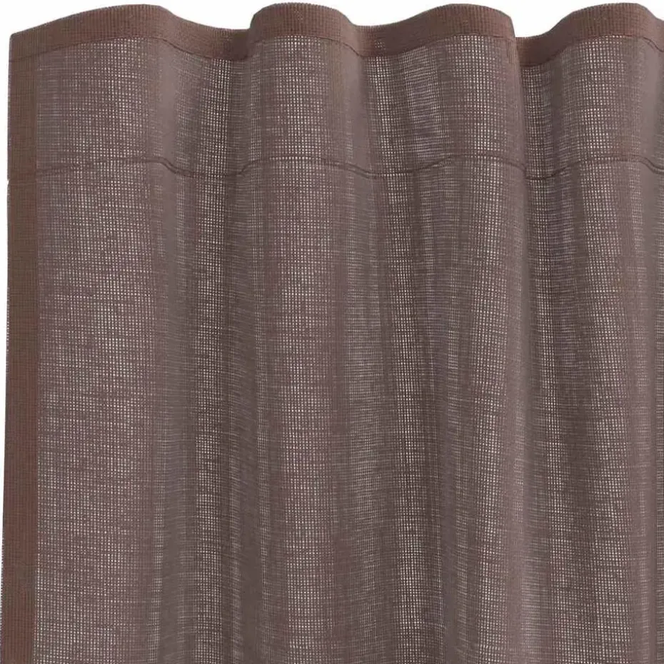 vidaXL Gordijnen van voile met roedezakken - Bruin - 140x260 cm - Stof - 2 Stuks