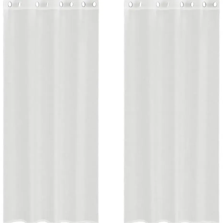 vidaXL Gordijnen van voile met ringen - Wit - 140x245 cm - Stof - 2 Stuks