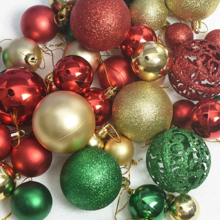 vidaXL Kerstballen met 150 LED - 61-delig - Ø3/4/6 cm - Multikleur - Kunststof