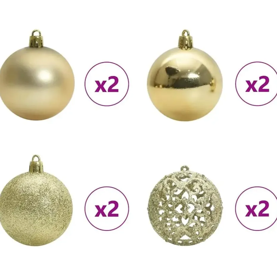 vidaXL Kerstballen met 150 LED - 61-delig - Ø3/4/6 cm - Multikleur - Kunststof