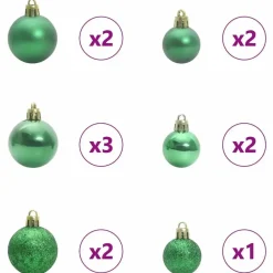 vidaXL Kerstballen met 150 LED - 61-delig - Ø3/4/6 cm - Multikleur - Kunststof