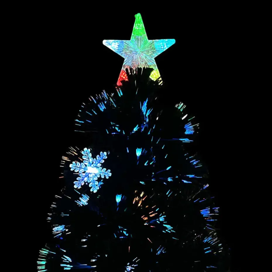 vidaXL Kerstboom met LED-sneeuwvlokken 120 cm glasvezel zwart