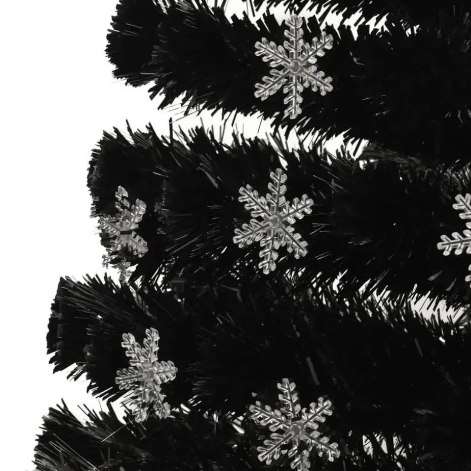 vidaXL Kerstboom met LED-sneeuwvlokken 120 cm glasvezel zwart