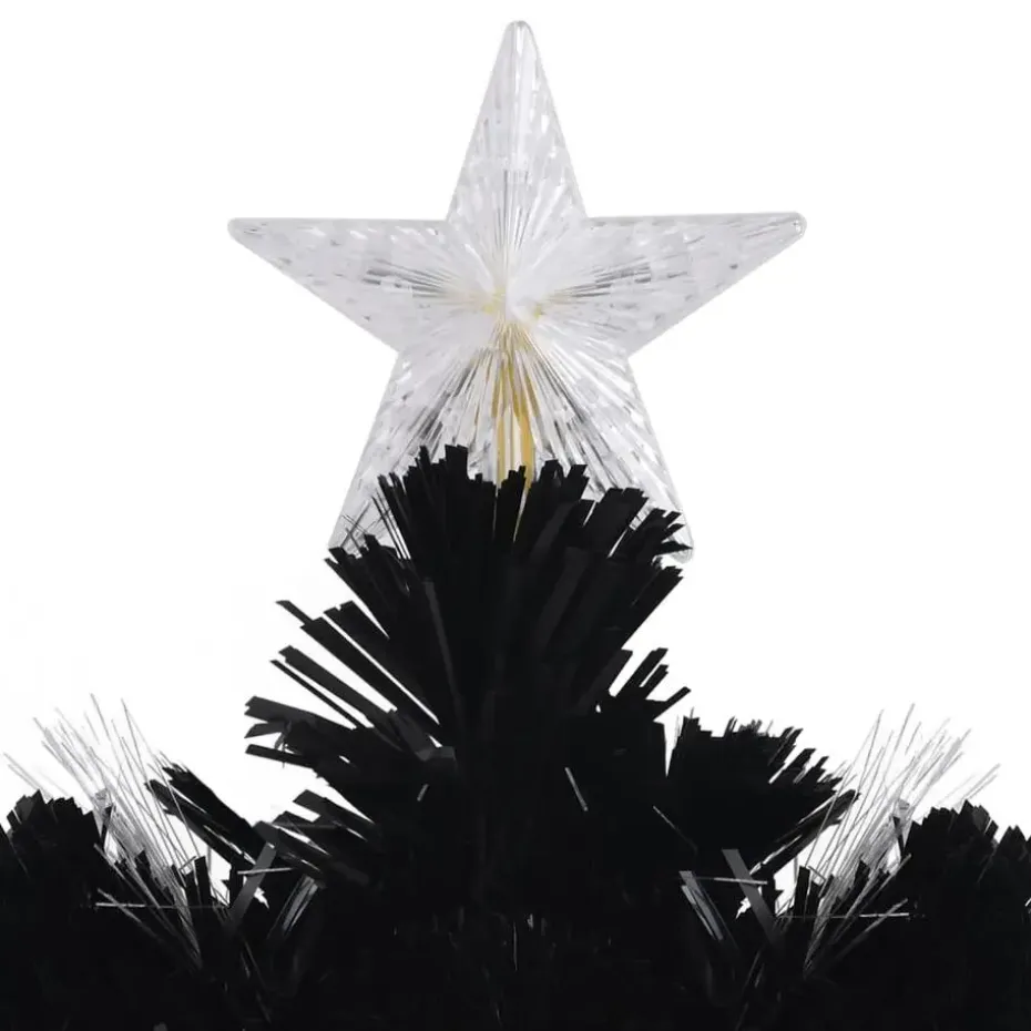 vidaXL Kerstboom met LED-sneeuwvlokken 120 cm glasvezel zwart