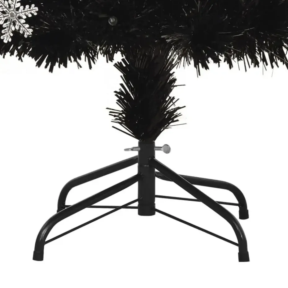 vidaXL Kerstboom met LED-sneeuwvlokken 120 cm glasvezel zwart